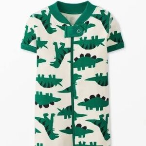 Hanna Andersson Green Dinosaur Print Kids Pajama Summer Set